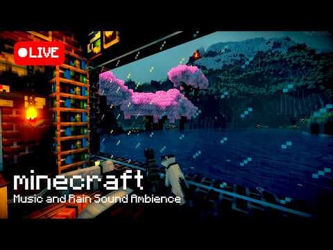 24/7 Live｜マイクラBGMと雷雨の夜⛈️作業・睡眠用｜Cozy Minecraft Music + Ambience☕｜24時間ライブ